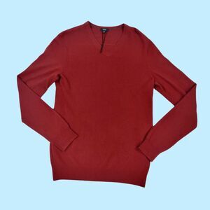 Vince Men's Midnight Red‎ Burgundy Cashmere V-Neck Pullover Sweater